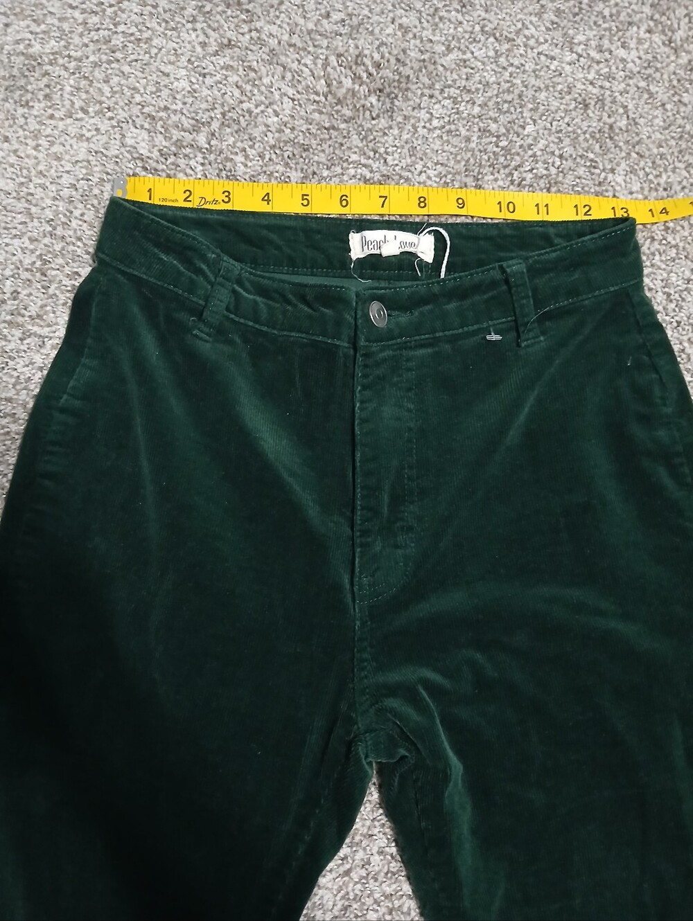 Dark Green Velvet Flared Women's Jeans Size M - Picture 6 of 11